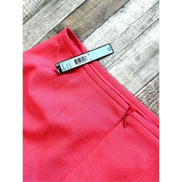 Tahari Tweed Straight Pencil Coral Pink Skirt 6P Colorful Petite Business - Picture 3 of 8